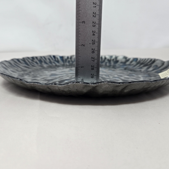 Three Hands Coral Blue Dish Platter Plate Hand Painted Sea Ocean Beachy Look - Picture 10 of 10